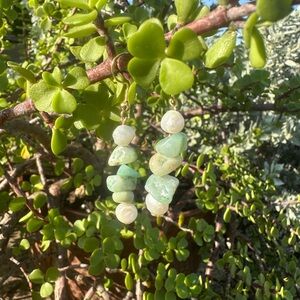 Chic Green Gemstone Dangle Earrings